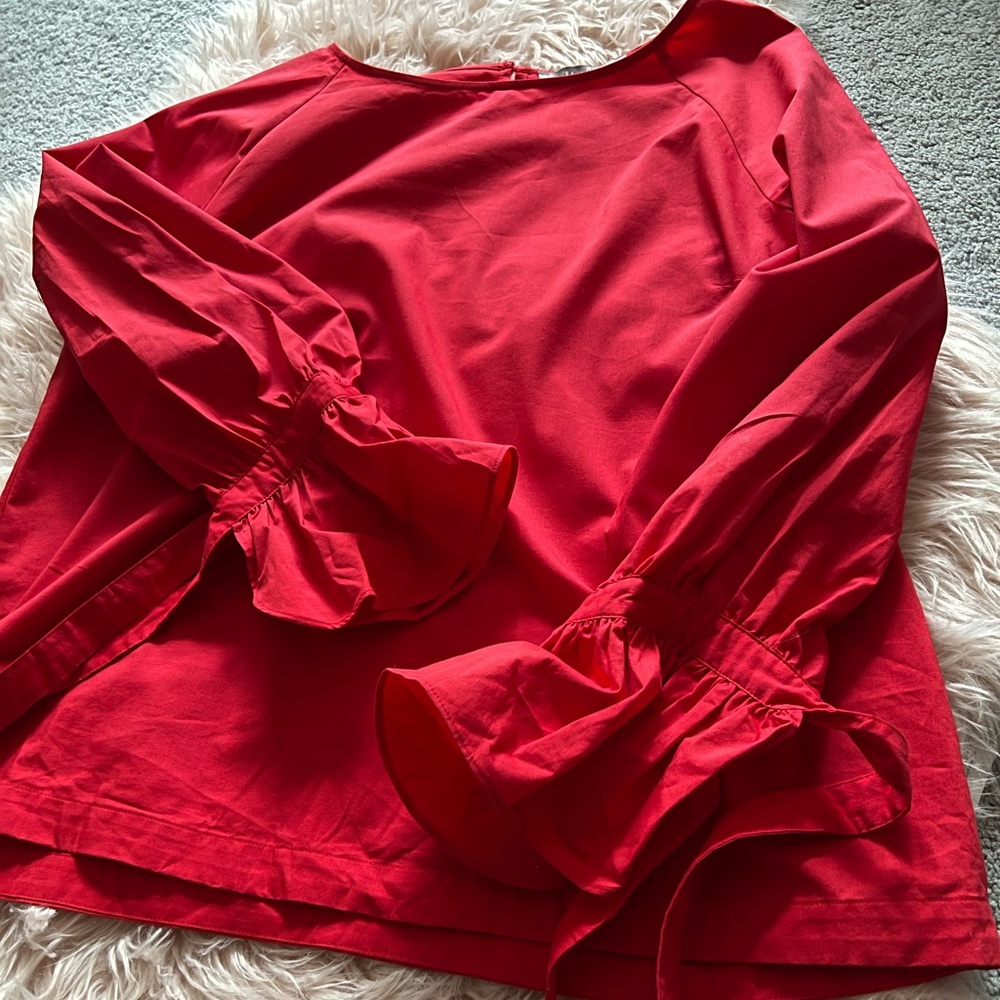 Formal red long sleeve blouse. Us L